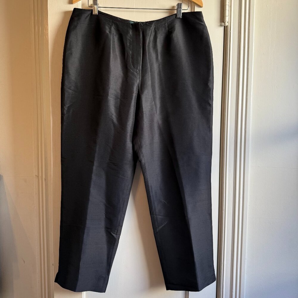 Lauren Ralph Lauren Women's Black 100% Silk Pants EUC Size 16 plus